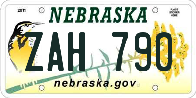 NE license plate ZAH790