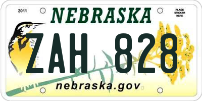 NE license plate ZAH828
