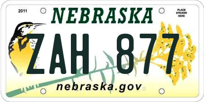 NE license plate ZAH877