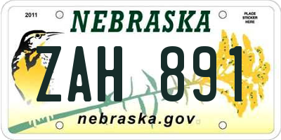 NE license plate ZAH891