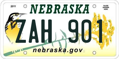 NE license plate ZAH901