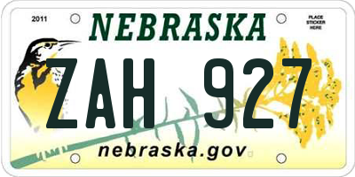 NE license plate ZAH927