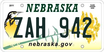 NE license plate ZAH942
