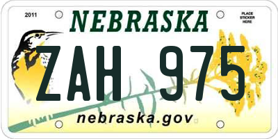 NE license plate ZAH975