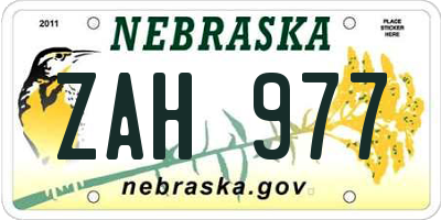 NE license plate ZAH977