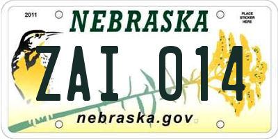 NE license plate ZAI014