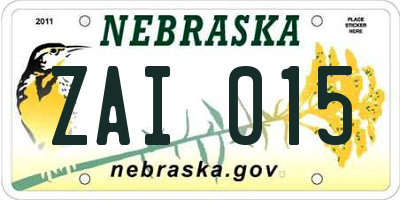 NE license plate ZAI015