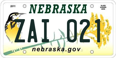 NE license plate ZAI021