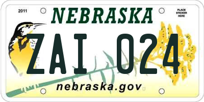 NE license plate ZAI024