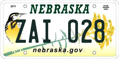 NE license plate ZAI028