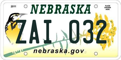 NE license plate ZAI032