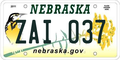 NE license plate ZAI037