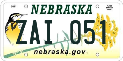 NE license plate ZAI051