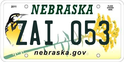 NE license plate ZAI053