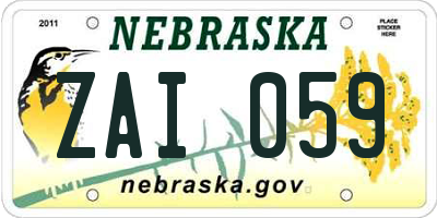 NE license plate ZAI059