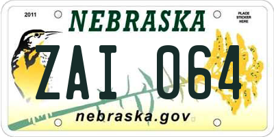 NE license plate ZAI064