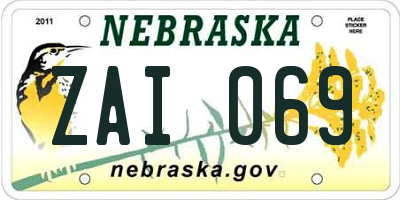 NE license plate ZAI069