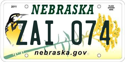 NE license plate ZAI074