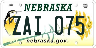 NE license plate ZAI075