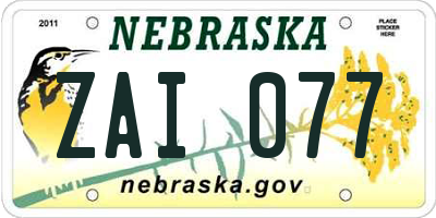 NE license plate ZAI077
