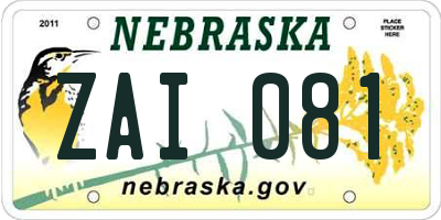 NE license plate ZAI081