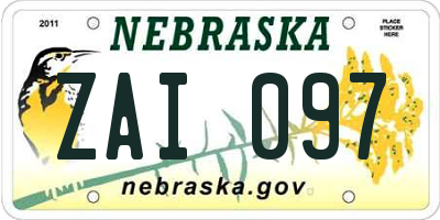 NE license plate ZAI097