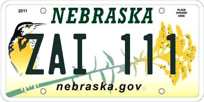 NE license plate ZAI111