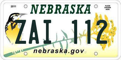 NE license plate ZAI112