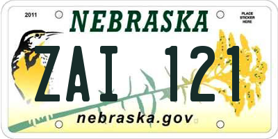 NE license plate ZAI121