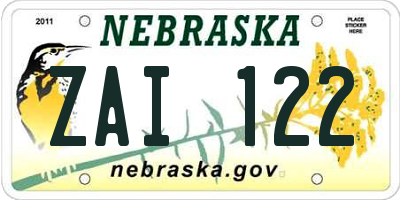 NE license plate ZAI122