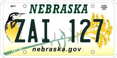 NE license plate ZAI127