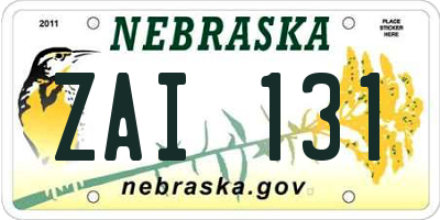 NE license plate ZAI131