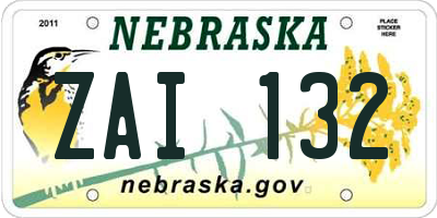 NE license plate ZAI132