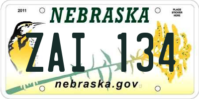 NE license plate ZAI134