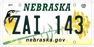 NE license plate ZAI143