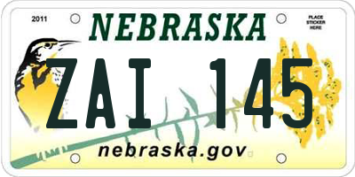 NE license plate ZAI145