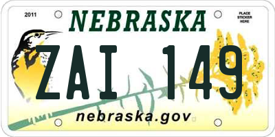 NE license plate ZAI149