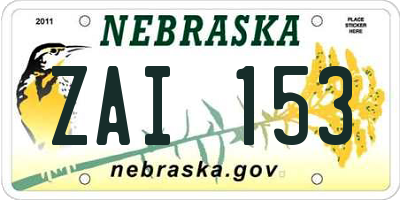 NE license plate ZAI153