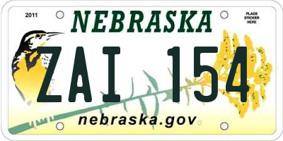 NE license plate ZAI154