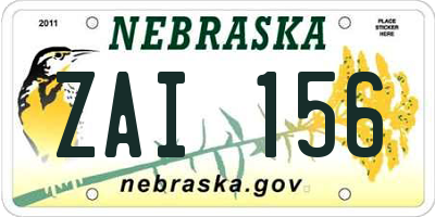 NE license plate ZAI156