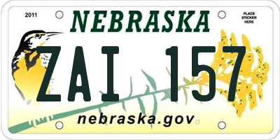 NE license plate ZAI157