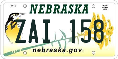 NE license plate ZAI158
