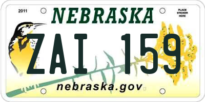 NE license plate ZAI159