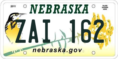 NE license plate ZAI162