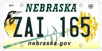 NE license plate ZAI165