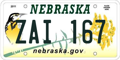 NE license plate ZAI167
