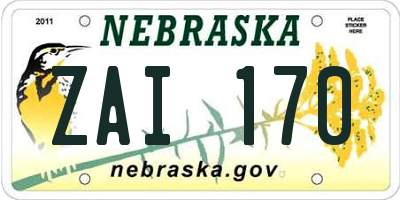 NE license plate ZAI170