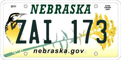 NE license plate ZAI173