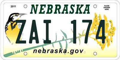 NE license plate ZAI174