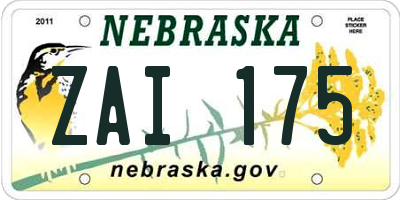 NE license plate ZAI175